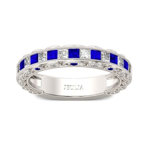 Jeulia Classic Princess Cut Sterling Silver Women's Band