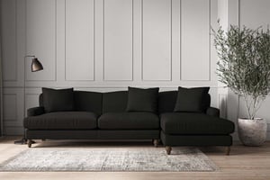nkuku Deni Right Hand Chaise Sofa | Make To Order | Grand | Brera Linen Charcoal