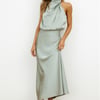 Switch Over Satin Maxi Dress Sage