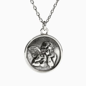 Jeulia "Cherub Angel" Coin Sterling Silver Necklace