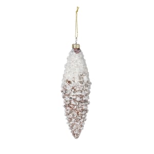 Isabelle Small Frosted Brown Pine Cone Glass Ornament, Set Of 3