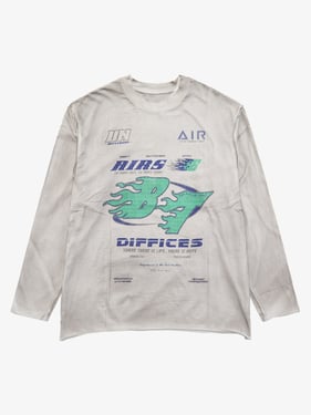 Thesupermade Washed Edge Long Sleeve T-Shirt - Light Grey / XL