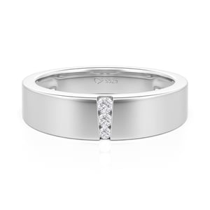 Jeulia Classic Round Cut Men's Ring Sterling Silver