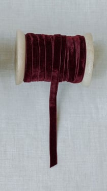 Hand Dyed Velvet Ribbon - Narrow - 10mm / .4" / Bordeaux