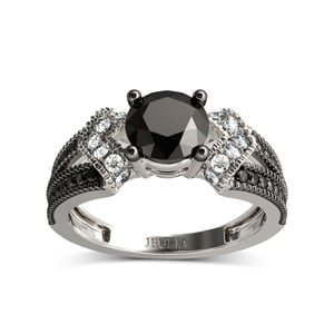 Jeulia Split shank Round Cut Sterling Silver Ring
