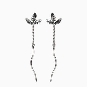 Jeulia Leaf Shape Sterling Silver Dangle Earrings