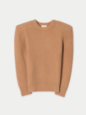 Sculpted-Shoulder Cashmere Sweater - L / camel / WK1101-1330