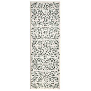 Vintage Scroll Green Eco-Washable Runner - 75x220cm