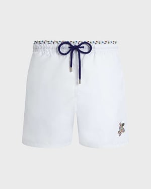 Vilebrequin - Men Swim Shorts Bicolor Micro Ronde Des Tortues - Swimwear - Moka - White - Size XXXL
