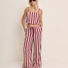 Burgundy Striped Linen-Blend Reese Trousers