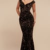 Goddiva Multi Sequin & Velvet Bardot Maxi - Gold
