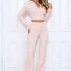 BASE Off Duty Model Straight Knit Pants Pink