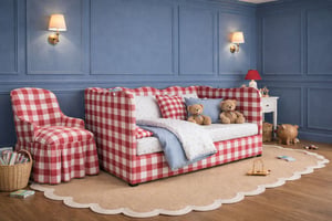 Lochlan Wavy Bed in Red - Bed + 2 Mattresses