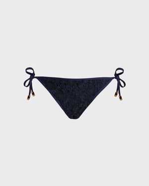 Vilebrequin - Women Bikini Bottom Embroidered Guipure Florale - Swimwear - Tropez - Blue - Size M/L