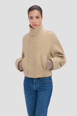 Victoria Beckham Bomber Jacket In Camel - 14 - Womens