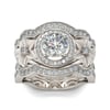 Jeulia Flower Round Cut Sterling Silver Ring Set