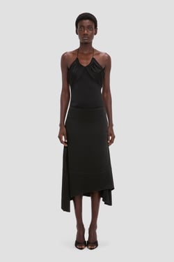 Victoria Beckham Asymmetric Midi Skirt In Black - Size 6 UK
