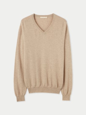 Organic Color Essential Cashmere V-Neck Sweater - 3XL / warm grey / MK02-1000