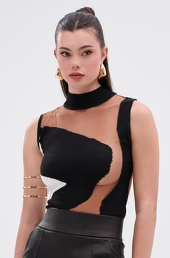 AKIRA Baby Please Sleeveless Bodysuit | Black | Size XL