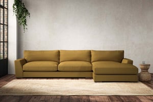 nkuku Guddu Right Hand Chaise Sofa | Make To Order | Grand | Recycled Cotton Ochre