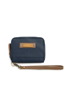 Weird Fish Corfe Washed Canvas Purse Navy Size ONE