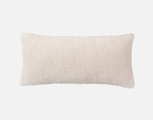 QE Home Ripple Boucle Boudoir Pillow With Removable Insert in Cream, Geometric, White, 24" x 12"
