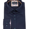 Navy Long Sleeve Solid Colour Ombre Button Shirt