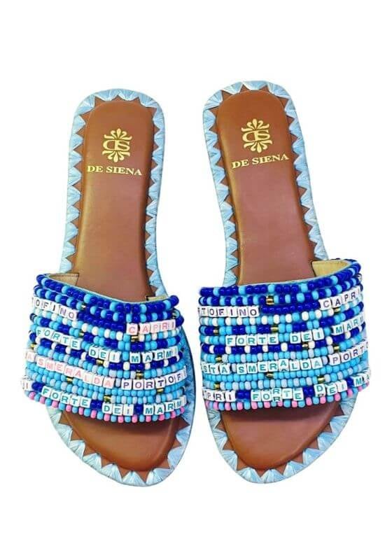 Italia Beaded Sandals - UK 7 EU 40 / Blue