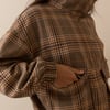 Brown Check Funnel Neck Jacket