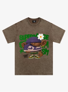 Street Cartoon Sneaker Graffiti Sneaker T-shirt - Sand Color / XXL