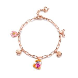 Jeulia Hug Me "Smiling Shiba Inu" Heart Cut Sterling Silver Bracelet
