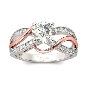 Jeulia Two Tone Intertwined Round Cut Sterling Silver Ring