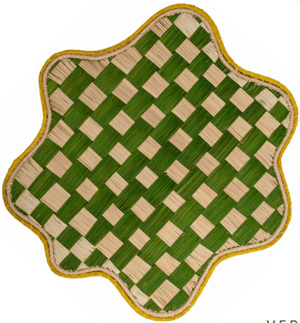 Scallop Weave Handwoven Iraca Palm Placemat - Dark Green