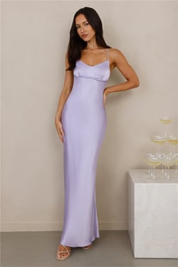 The Samara Satin Maxi Dress Lilac