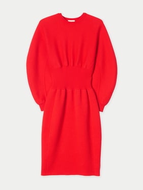 Cashmere Sculptural Dress - L-XL / fiery red / WK1099-1920