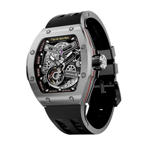 TSAR BOMBA Men's Automatic Skeleton Watch | Interchangeable Luxury Design | Silver | Atomic TB8218 | Stainless Steel