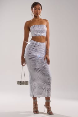 AKIRA Talk About Me Rhinestone Maxi Skirt | Size 1X