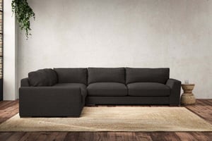 nkuku Guddu Large Left Hand Corner Sofa | Make To Order | Brera Linen Espresso | No Colour