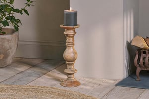 nkuku Akello Candle Stick | Candles Holders & Lanterns | One Size | Natural Mango Wood