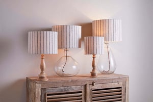 nkuku Sanja Cotton Stripe Lampshade | Shades | Extra Large | Off White & Grey