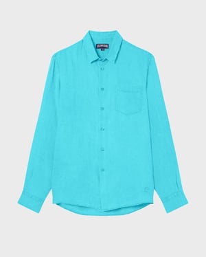 Vilebrequin - Men Linen Shirt Solid - Shirt - Caroubis - Green - Size XXXL