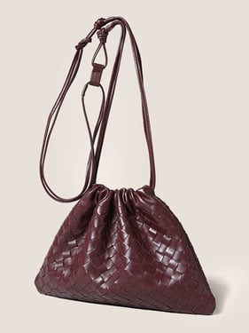 Sheepskin Woven Drawstring Commuter Tote - Angora Red / One Size