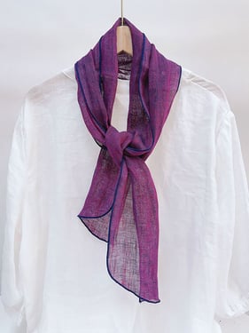 100% Linen Hand-Tie-Dyed Scarf - Violet / One Size