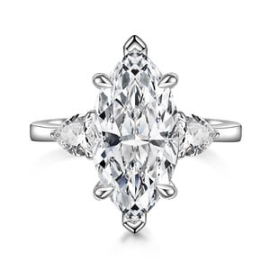 Jeulia Three Stone Marquise Cut Sterling Silver Ring