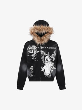 Supermade × Mortemartt Graphic Hooded Jacket- 2279 - Black / 2XL