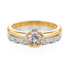 Jeulia Simple Two Tone Lace Flower Ring Set