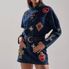 AKIRA Prettiest Problem Denim Patchwork Mini Dress | Size XL