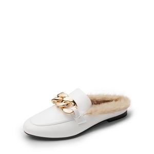 DREAM PAIRS Chain Closed Toe Fur Lined Mules