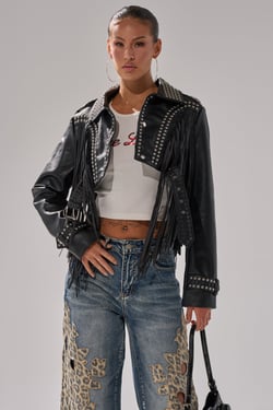 AKIRA Rumi Cropped Moto Jacket | Black | Size 1X