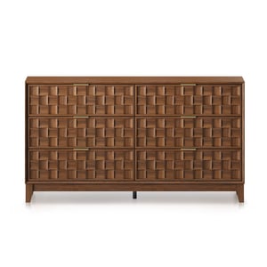 COLAMY Fluted Storage Cabinet with 6 Drawers - Walnut